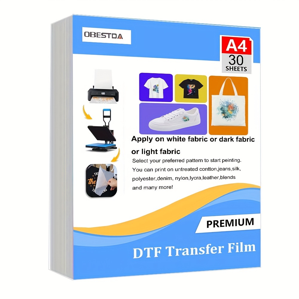 White Toner Transfer Paper - A4 30 Pcs DTF Transfer Film