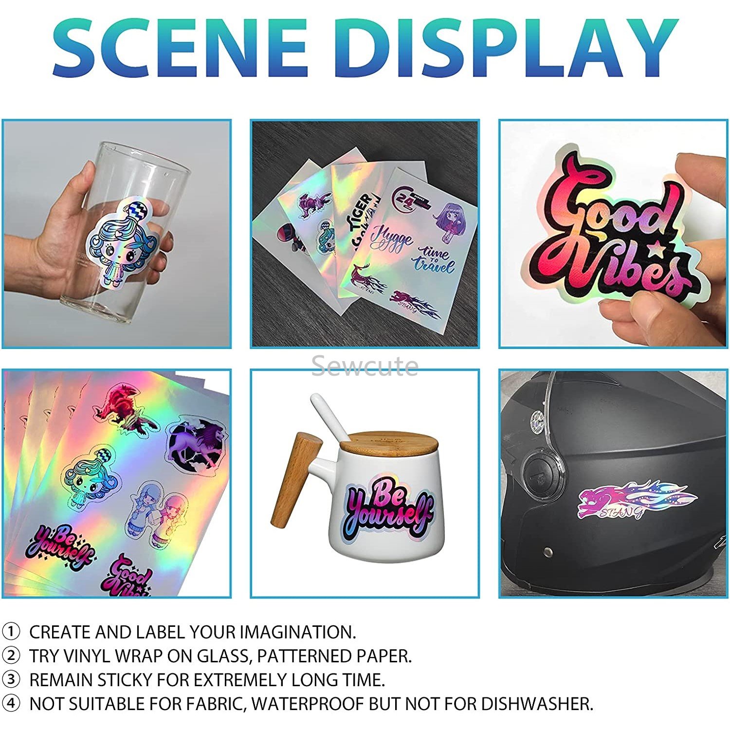 10Sheets Holographic Sticker P - Commercial Vinyl Printing 评论和价格
